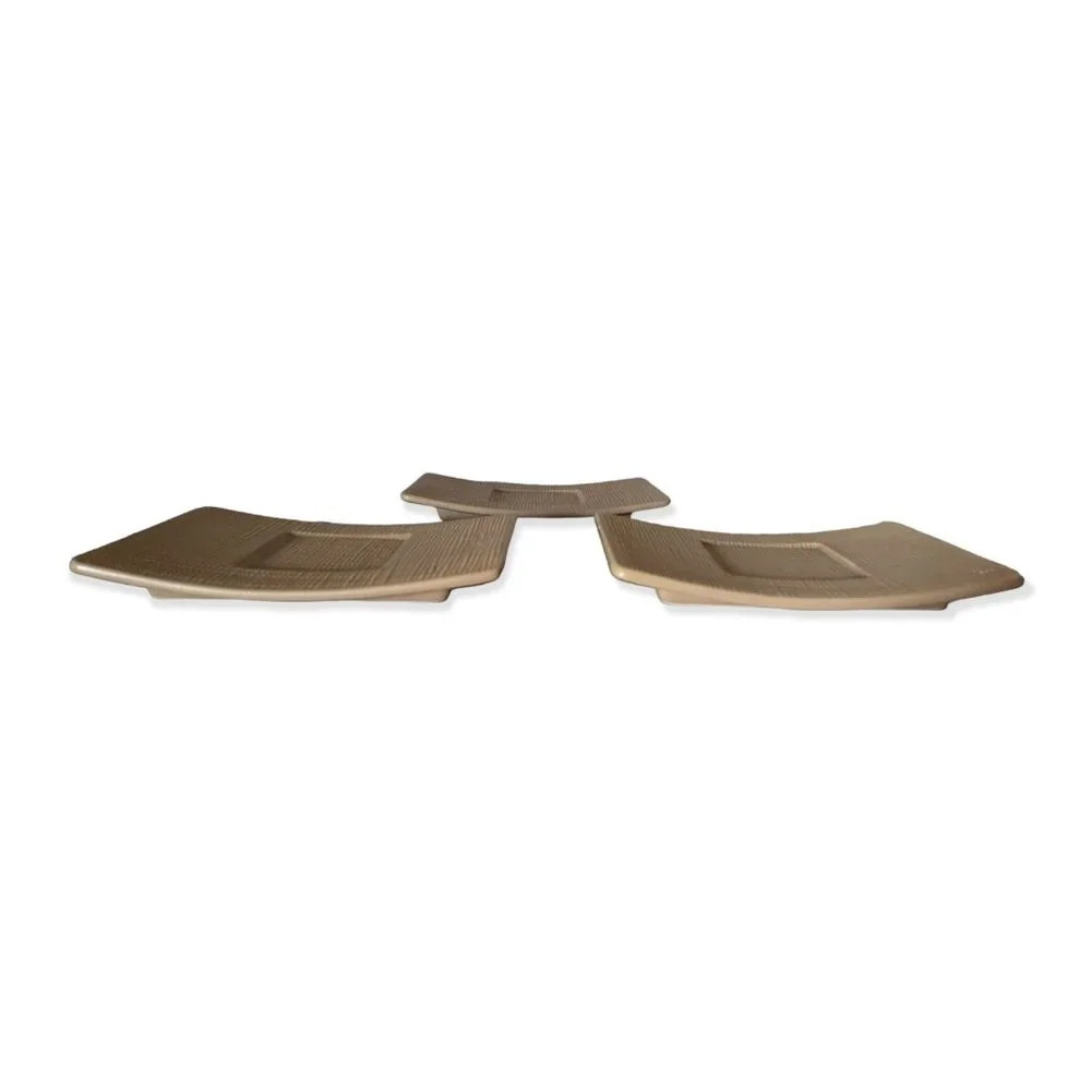 PartyLite Retired Linen Pillar Candle Holders Set of 3 - Picture 3 of 7